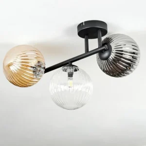 hofstein Chehalis Plafonnier, Boule lumineuse Ambre, Clair, Fumé, 3 lumières* Lampes Modernes