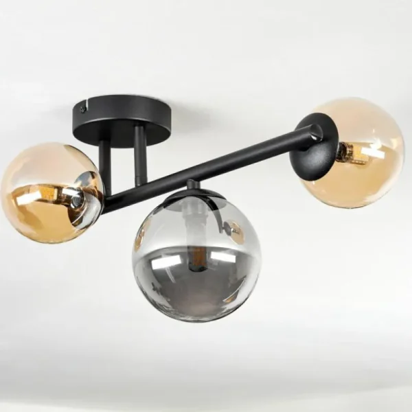 hofstein Chehalis Plafonnier, Boule lumineuse 23 cm Ambre, Fumé, 3 lumières* Lampes Modernes