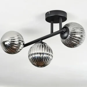 hofstein Chehalis Plafonnier, Boule lumineuse Fumé, 3 lumières* Lampes Modernes