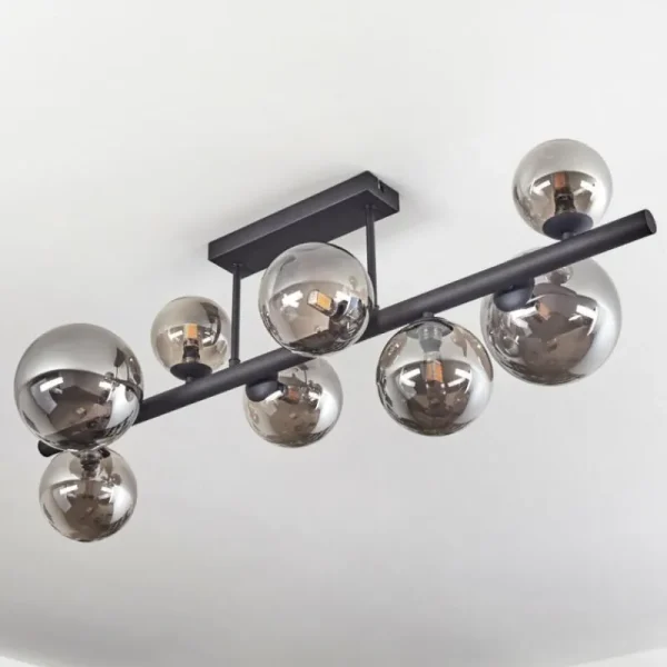 hofstein Chehalis Plafonnier, Boule lumineuse Fumé, 8 lumières* Lampes Modernes