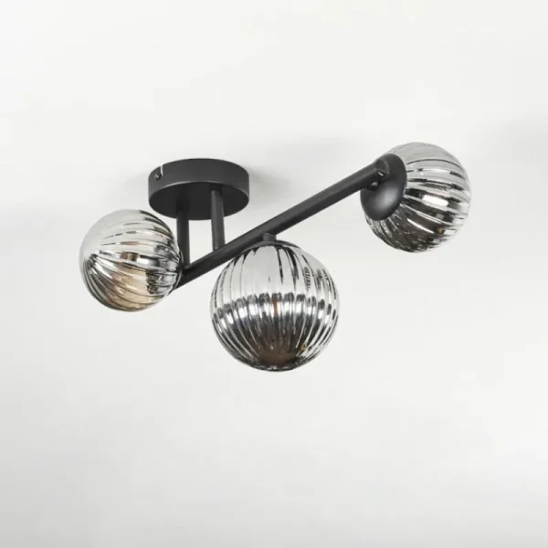 hofstein Chehalis Plafonnier, Boule lumineuse Fumé, 3 lumières* Lampes Modernes
