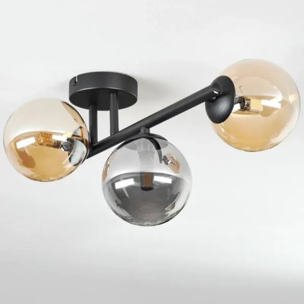 hofstein Chehalis Plafonnier, Boule lumineuse Ambre, Fumé, 3 lumières* Lampes Modernes