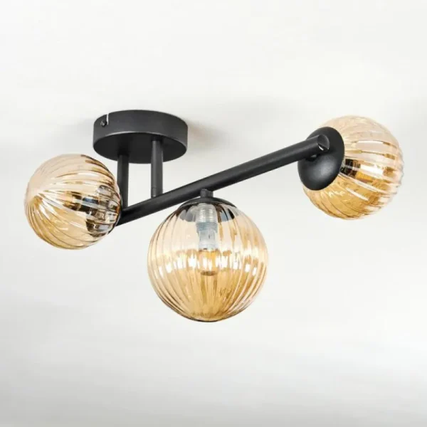 hofstein Chehalis Plafonnier, Boule lumineuse Ambre, 3 lumières* Lampes Modernes