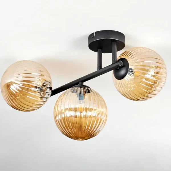 hofstein Chehalis Plafonnier, Boule lumineuse Ambre, 3 lumières* Lampes Modernes
