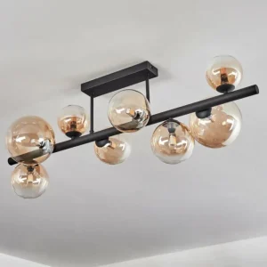 hofstein Chehalis Plafonnier, Boule lumineuse Ambre, Clair, 8 lumières* Lampes En Verre