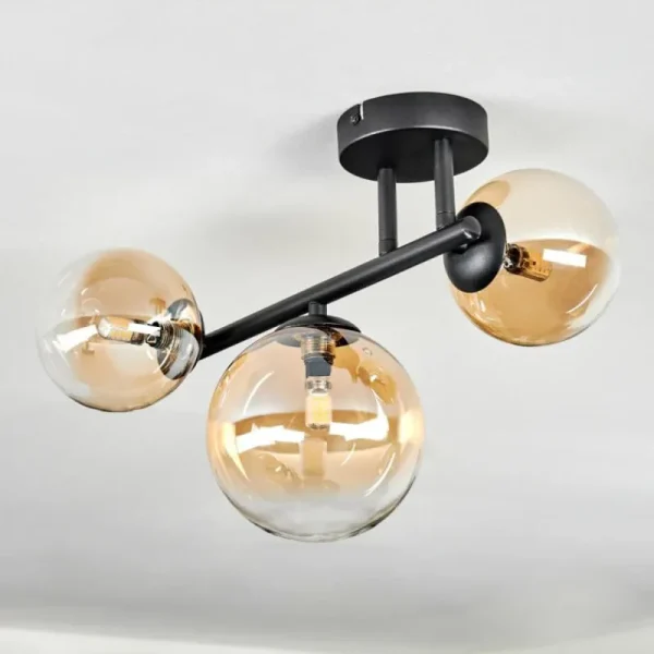 hofstein Chehalis Plafonnier, Boule lumineuse Ambre, Clair, 3 lumières* Lampes En Verre