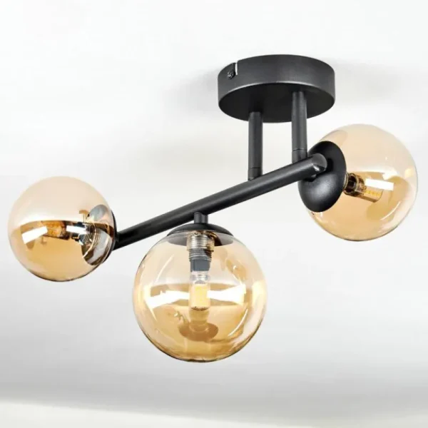 hofstein Chehalis Plafonnier, Boule lumineuse Ambre, 3 lumières* Lampes En Verre