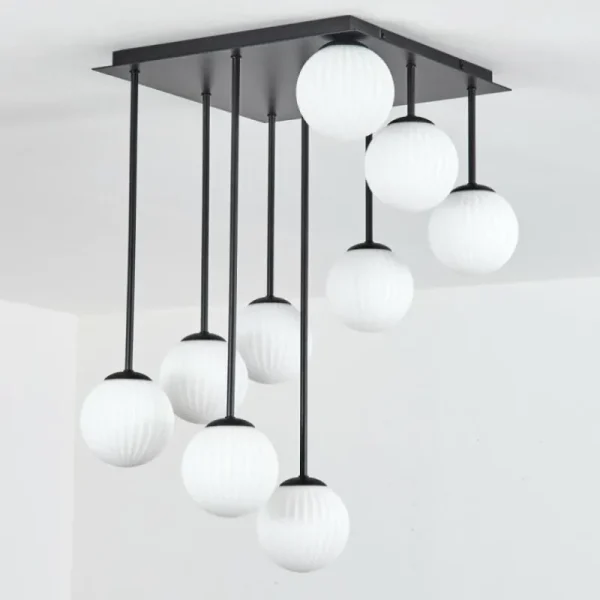 hofstein Chehalis Plafonnier, Boule lumineuse Blanc, 9 lumières* Lampes En Verre