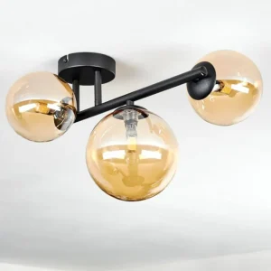 hofstein Chehalis Plafonnier, Boule lumineuse Ambre, 3 lumières* Lampes En Verre