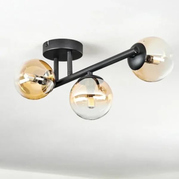 hofstein Chehalis Plafonnier, Boule lumineuse Ambre, Clair, 3 lumières* Lampes En Verre