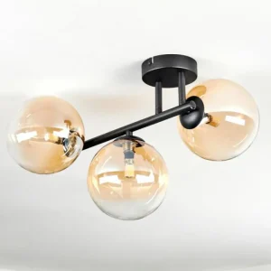 hofstein Chehalis Plafonnier, Boule lumineuse Ambre, Clair, 3 lumières* Lampes En Verre