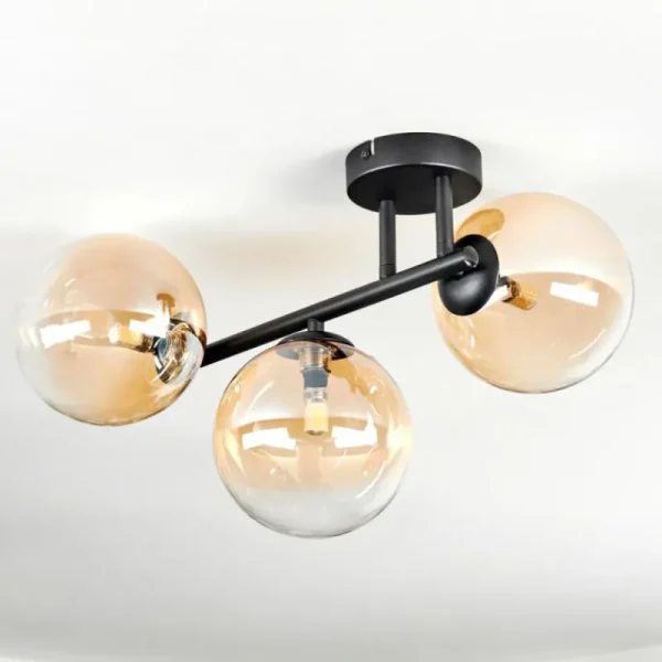 hofstein Chehalis Plafonnier, Boule lumineuse Ambre, Clair, 3 lumières* Lampes En Verre