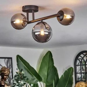 hofstein Chehalis Plafonnier, Boule lumineuse Fumé, 3 lumières* Lampes Modernes