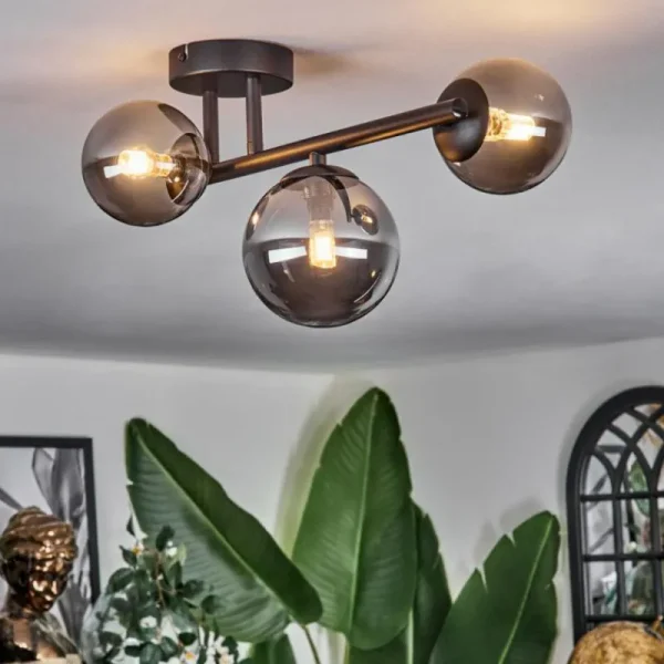 hofstein Chehalis Plafonnier, Boule lumineuse Fumé, 3 lumières* Lampes Modernes