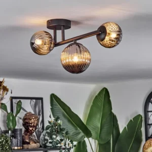hofstein Chehalis Plafonnier, Boule lumineuse Fumé, 3 lumières* Lampes Modernes