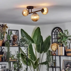 hofstein Chehalis Plafonnier, Boule lumineuse Ambre, 3 lumières* Lampes Modernes