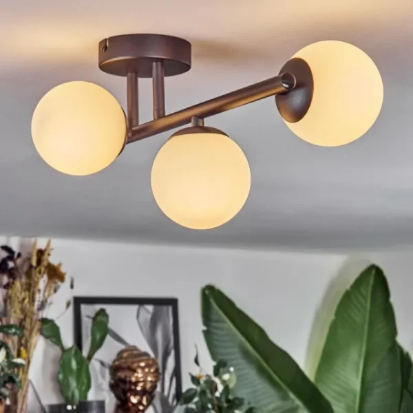 hofstein Chehalis Plafonnier, Boule lumineuse Blanc, 3 lumières* Lampes En Verre