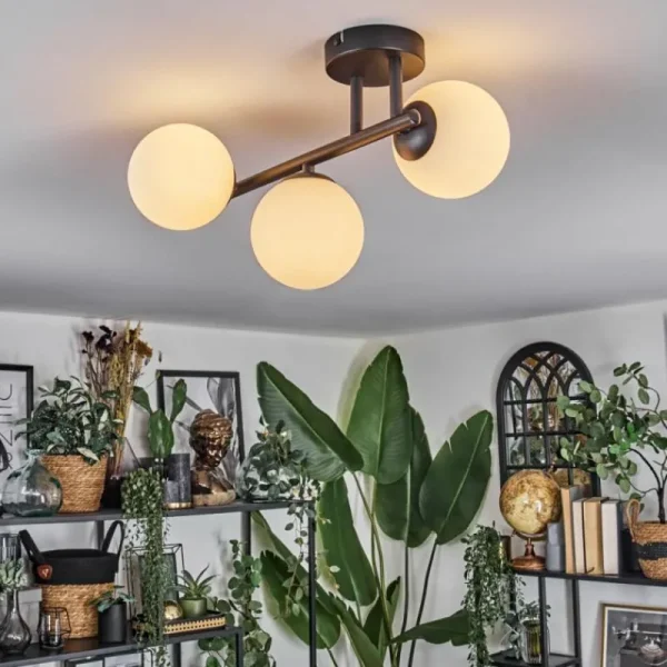 hofstein Chehalis Plafonnier, Boule lumineuse Blanc, 3 lumières* Lampes En Verre