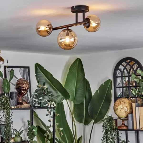 hofstein Chehalis Plafonnier, Boule lumineuse Ambre, 3 lumières* Lampes En Verre
