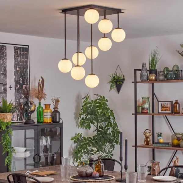 hofstein Chehalis Plafonnier, Boule lumineuse Blanc, 9 lumières* Lampes En Verre