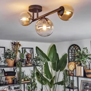 hofstein Chehalis Plafonnier, Boule lumineuse Ambre, Clair, 3 lumières* Lampes En Verre