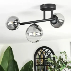 hofstein Chehalis Plafonnier, Boule lumineuse Clair, Fumé, 3 lumières* Lampes Modernes