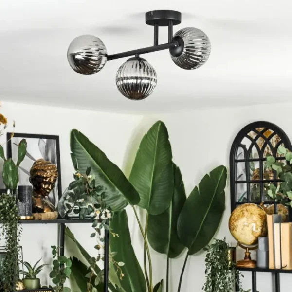 hofstein Chehalis Plafonnier, Boule lumineuse Fumé, 3 lumières* Lampes Modernes
