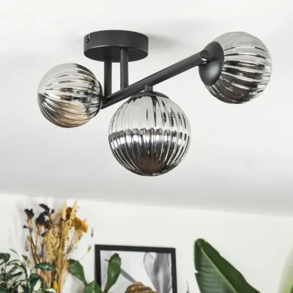 hofstein Chehalis Plafonnier, Boule lumineuse Fumé, 3 lumières* Lampes Modernes