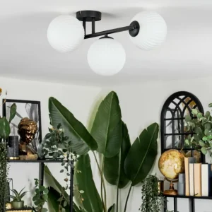 hofstein Chehalis Plafonnier, Boule lumineuse Blanc, 3 lumières* Lampes Modernes