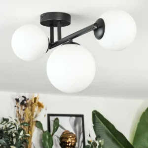 hofstein Chehalis Plafonnier, Boule lumineuse Blanc, 3 lumières* Lampes En Verre