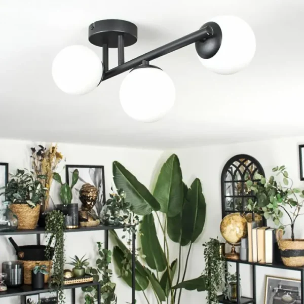 hofstein Chehalis Plafonnier, Boule lumineuse Blanc, 3 lumières* Lampes En Verre