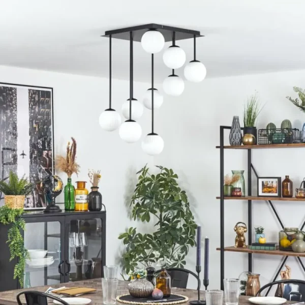hofstein Chehalis Plafonnier, Boule lumineuse Blanc, 9 lumières* Lampes En Verre