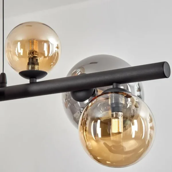 hofstein Chehalis Suspension, Boule lumineuse, Suspension Ambre, Fumé, 8 lumières* Lampes Modernes