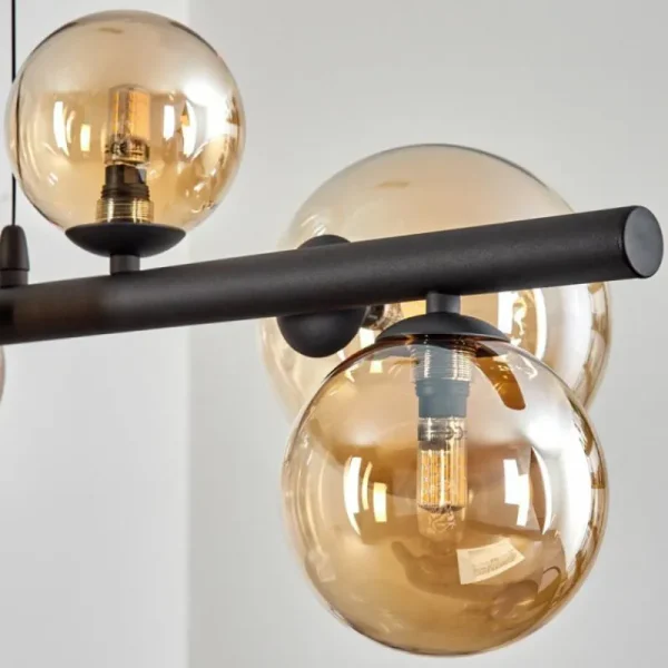 hofstein Chehalis Suspension, Boule lumineuse, Suspension Ambre, 8 lumières* Lampes En Verre