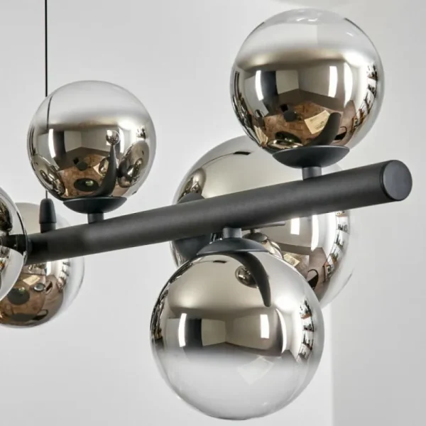 hofstein Chehalis Suspension, Boule lumineuse, Suspension Chrome, Clair, Fumé, 10 lumières* Lampes Modernes