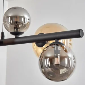 hofstein Chehalis Suspension, Boule lumineuse, Suspension Ambre, Fumé, 8 lumières* Lampes Modernes