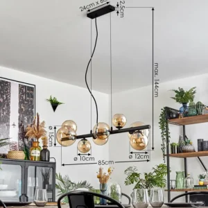 hofstein Chehalis Suspension, Boule lumineuse, Suspension Ambre, 8 lumières* Lampes En Verre