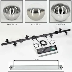 hofstein Chehalis Suspension, Boule lumineuse, Suspension Chrome, Clair, Fumé, 10 lumières* Lampes Modernes