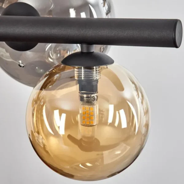 hofstein Chehalis Suspension, Boule lumineuse, Suspension Ambre, Fumé, 8 lumières* Lampes Modernes