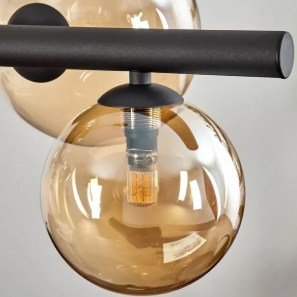 hofstein Chehalis Suspension, Boule lumineuse, Suspension Ambre, 8 lumières* Lampes En Verre