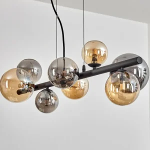 hofstein Chehalis Suspension, Boule lumineuse, Suspension Ambre, Fumé, 8 lumières* Lampes Modernes