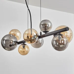 hofstein Chehalis Suspension, Boule lumineuse, Suspension Ambre, Fumé, 8 lumières* Lampes Modernes