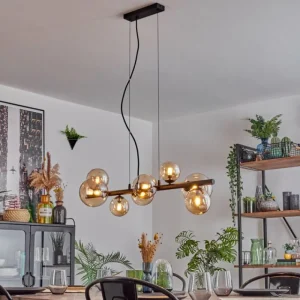 hofstein Chehalis Suspension, Boule lumineuse, Suspension Ambre, 8 lumières* Lampes En Verre