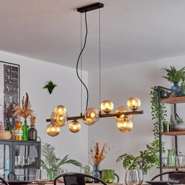 hofstein Chehalis Suspension, Boule lumineuse, Suspension Ambre, 10 lumières* Lampes Modernes