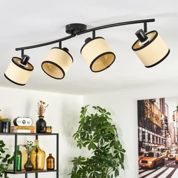 hofstein Chellas Plafonnier Noir, 4 lumières* Lampes Modernes