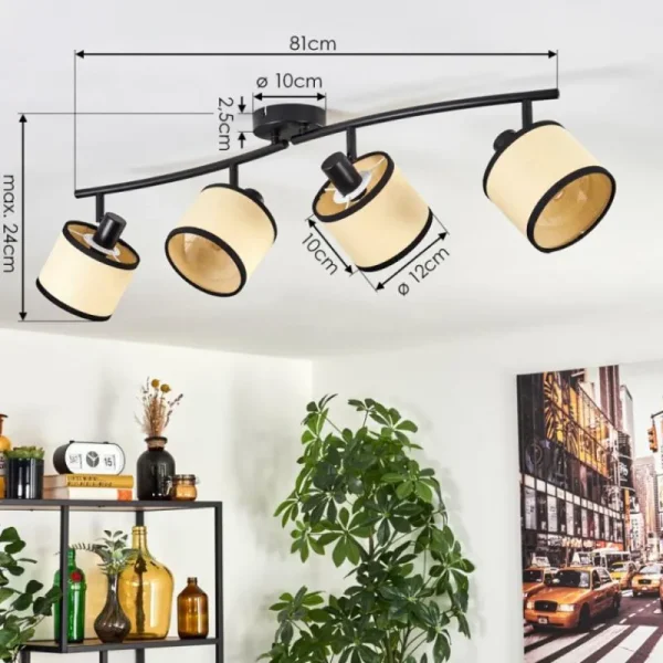 hofstein Chellas Plafonnier Noir, 4 lumières* Lampes Modernes