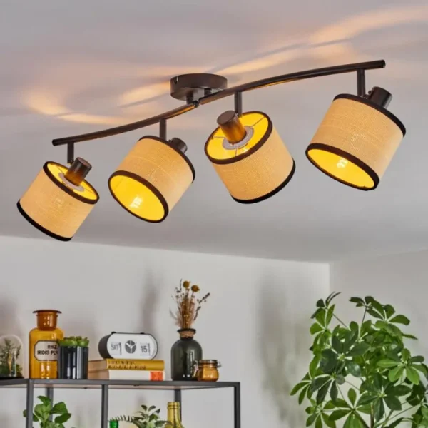 hofstein Chellas Plafonnier Noir, 4 lumières* Lampes Modernes