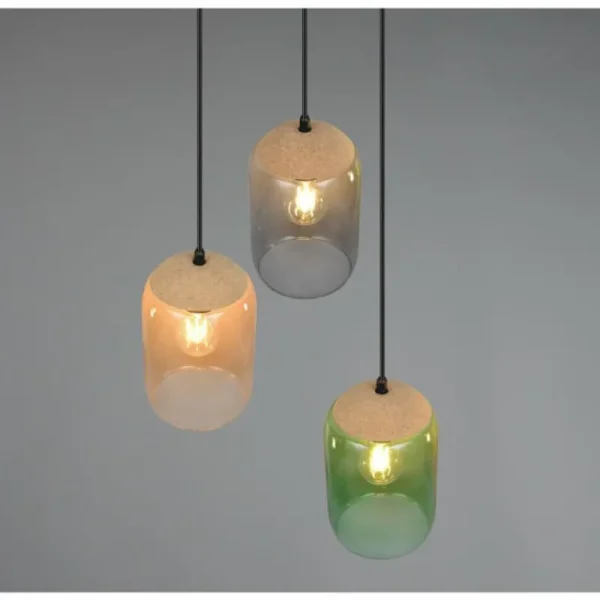 Luminaires Trio Cork Suspension Multicolore, 3 lumières* Lampes En Verre