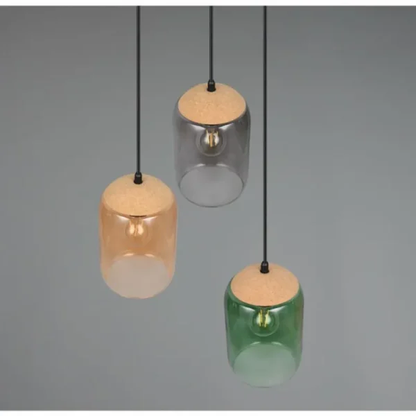 Luminaires Trio Cork Suspension Multicolore, 3 lumières* Lampes En Verre