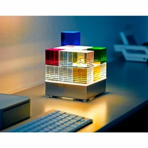 Luminaires Tecnolumen Cubelight Tecnolumen Lampe à poser LED Multicolore, Clair, 1 lumière* Lampes En Verre